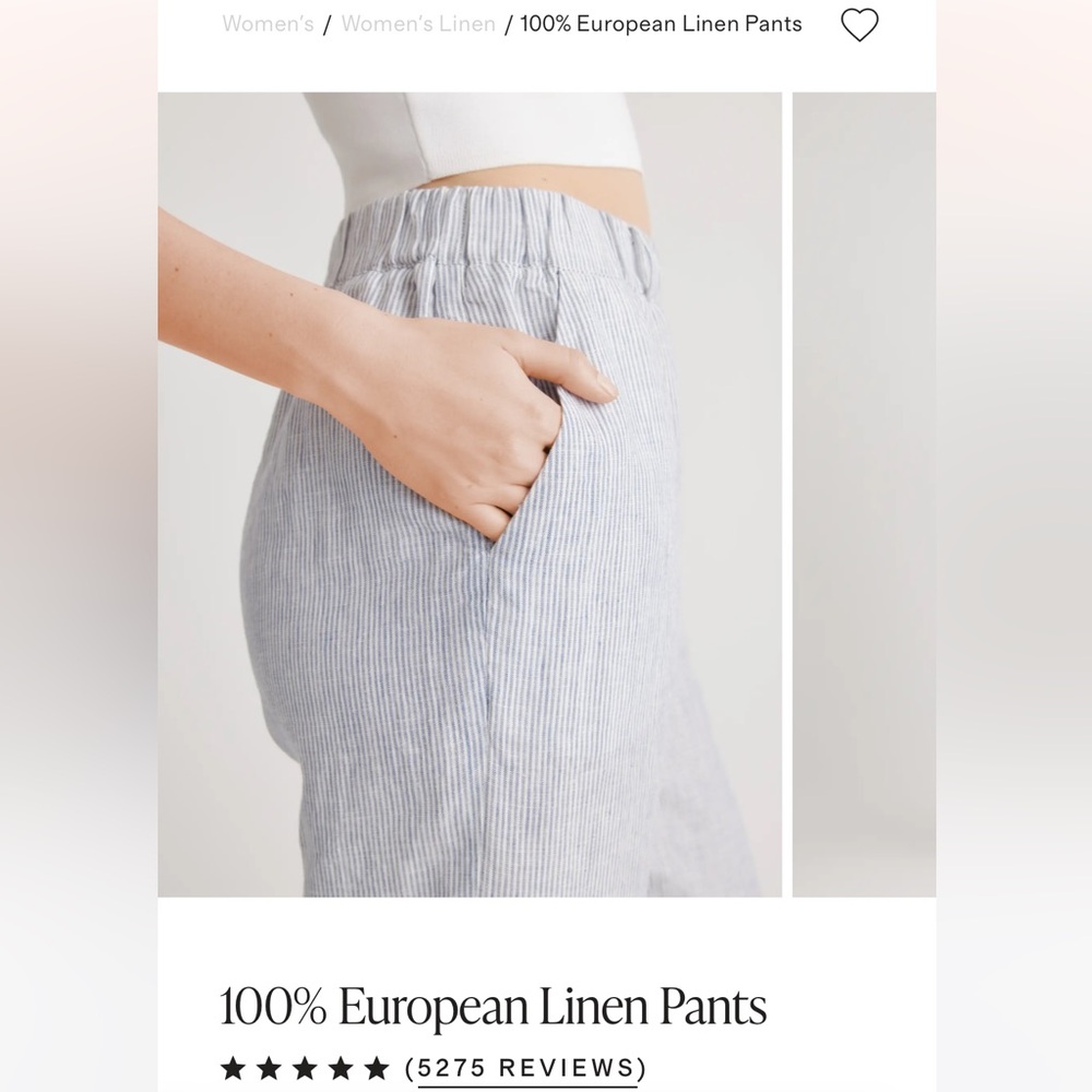Quince 100% European Linen Striped Pants